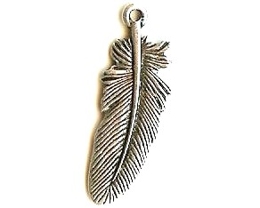 Feather Charm - Silver plated Large